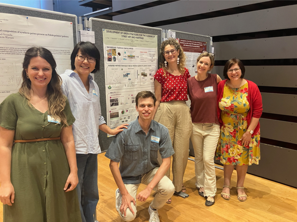 GoGreen members pose in front of poster by Silvia Prati at the CHEMCH2024 conference in Bratislava