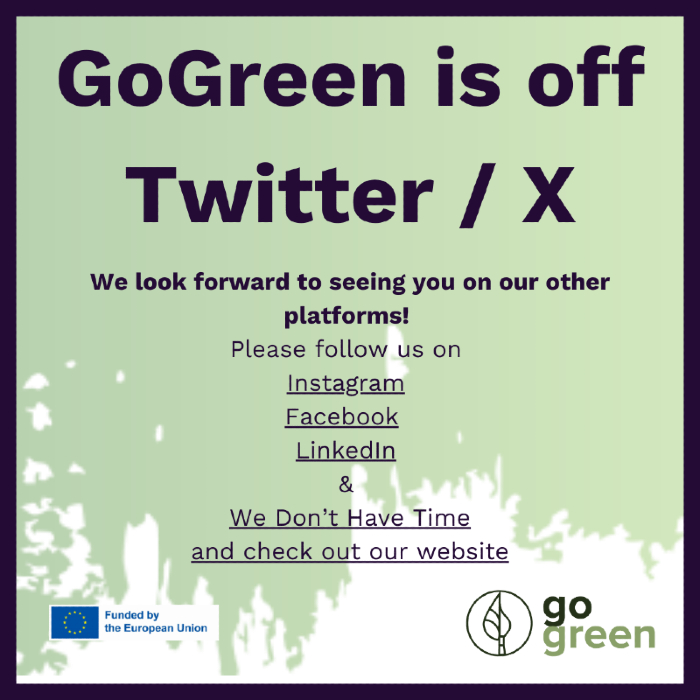 Statement of GoGreen announcing that the project is off Twitter / X